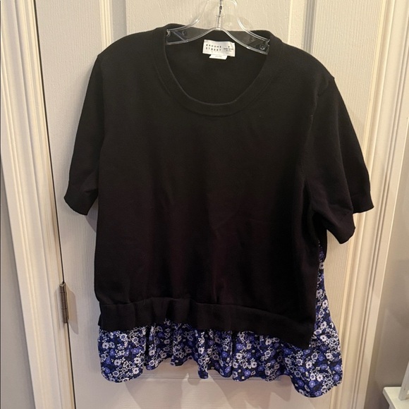 kate spade Tops - Kate Spade Black Broome Street black knit and floral top. Size XXL